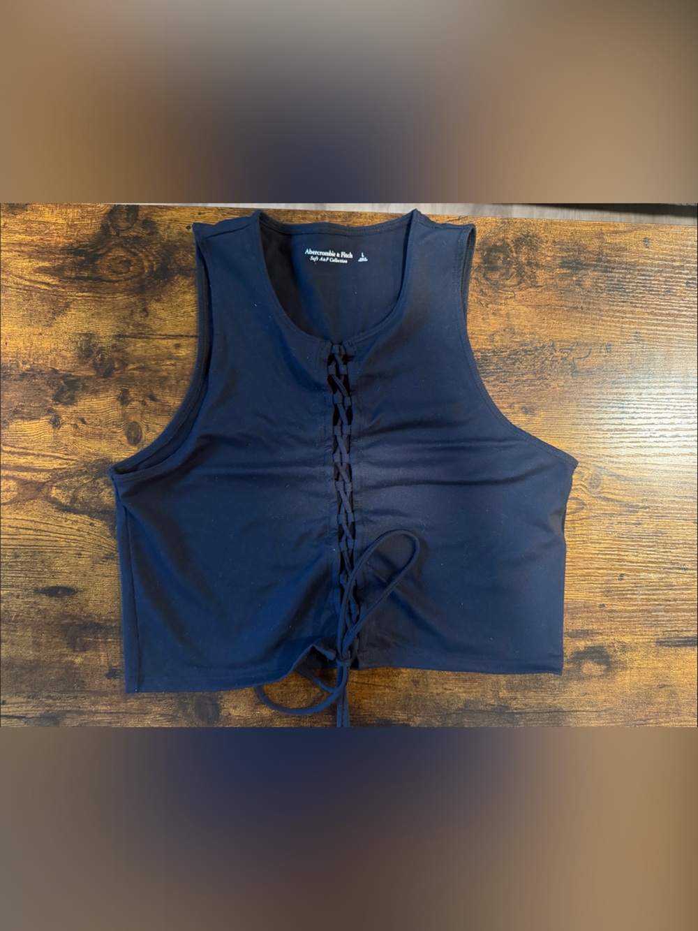 Abercrombie & Fitch Navy Lace-Up Cropped Tank